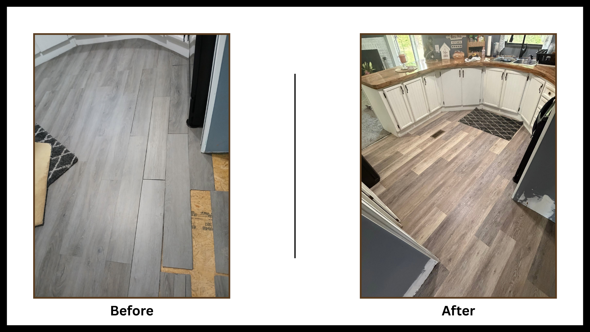 Kitchen Flooring Transformation ✨
What a difference the right flooring makes! We completely replaced the old kitchen floor with a sleek, durable upgrade that beautifully ties the whole space together.