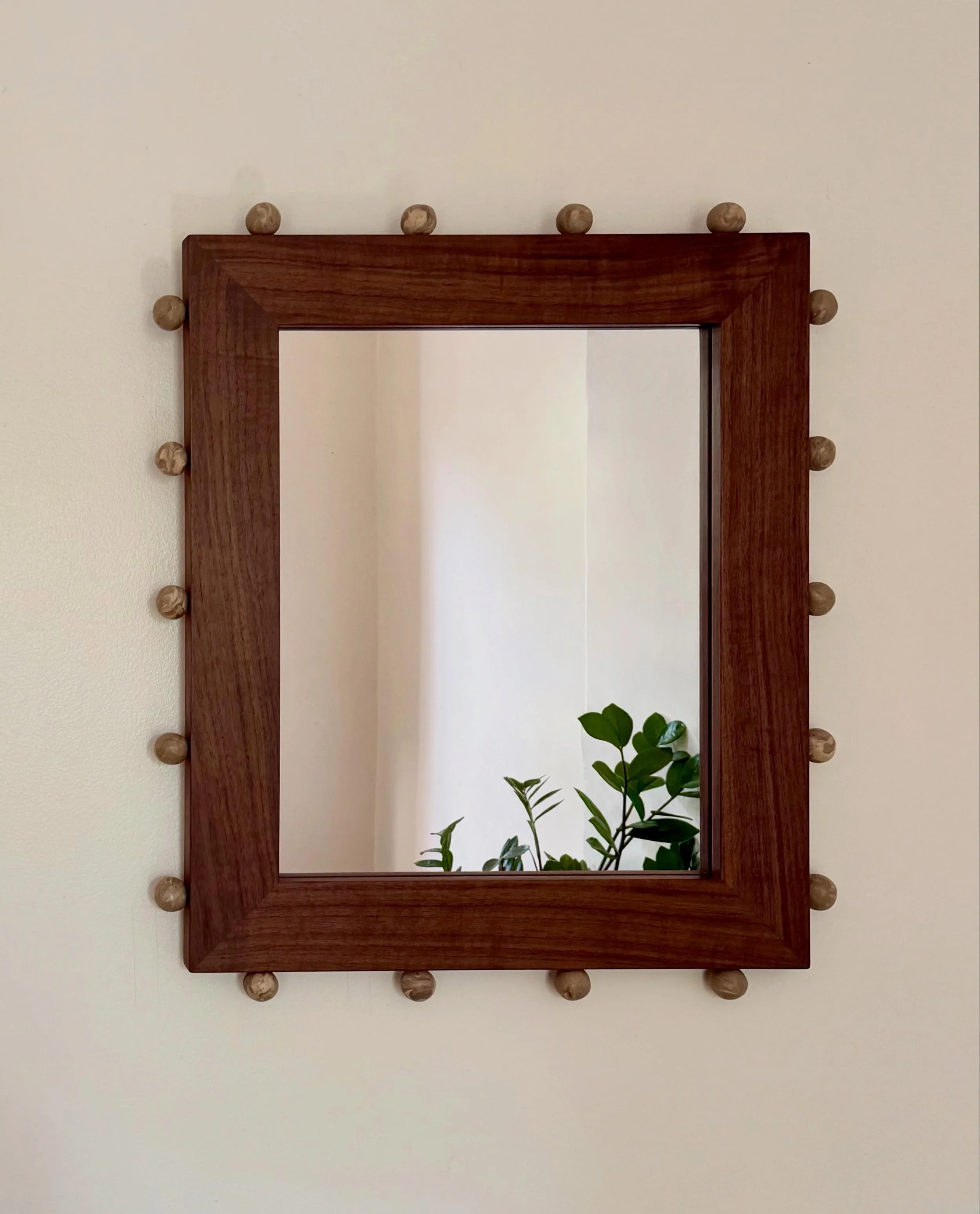 Marbled Mirror - walnut and marbled clay