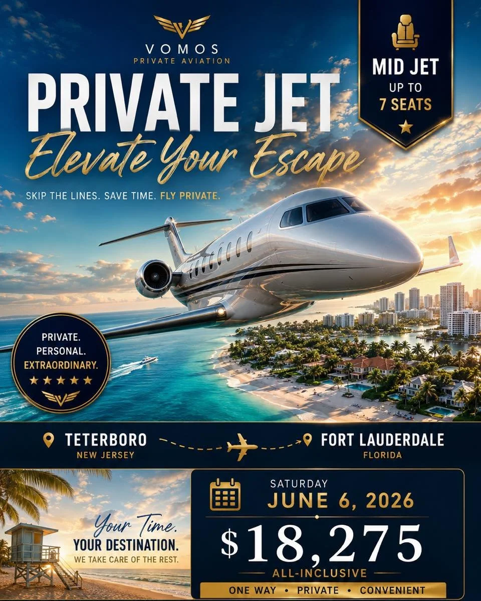 ✈️ Skip the chaos. Fly on your schedule.
 From Teterboro to Fort Lauderdale in unmatched comfort and style. Private aviation isn&rsquo;t just luxury &mdash; it&rsquo;s freedom, time saved, and an experience built around YOU.

🛩 Up to 7 seats
📍 Tete