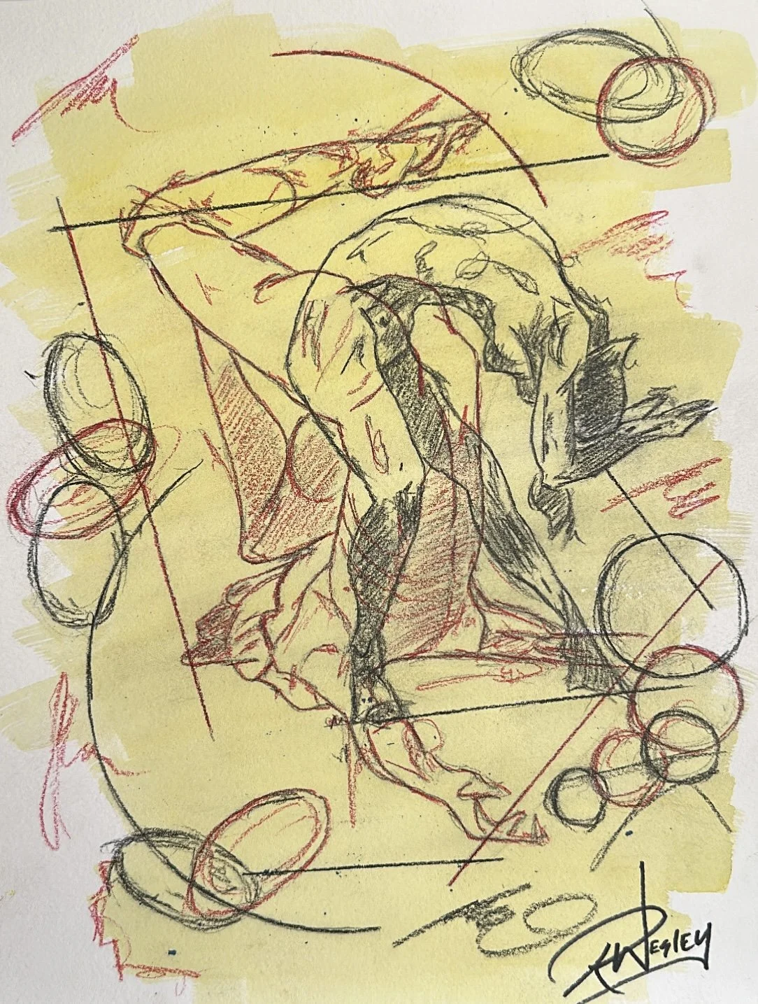 "Resistless #3" 2025; 
9 x 12; 
Watercolor and colored pencil on watercolor paper