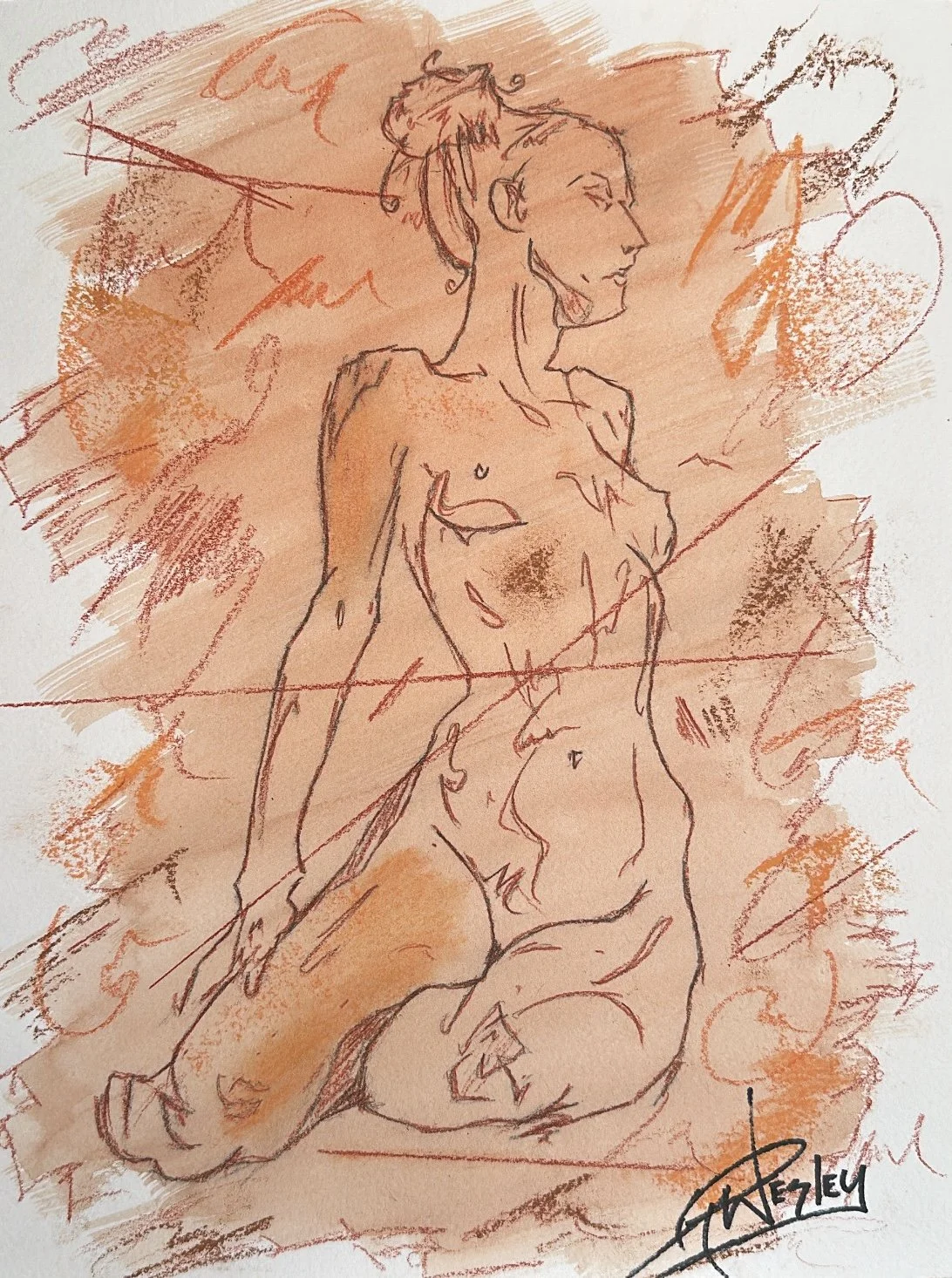 "Resistless #1" 2025; 
9 x 12; 
Watercolor and colored pencil on watercolor paper 