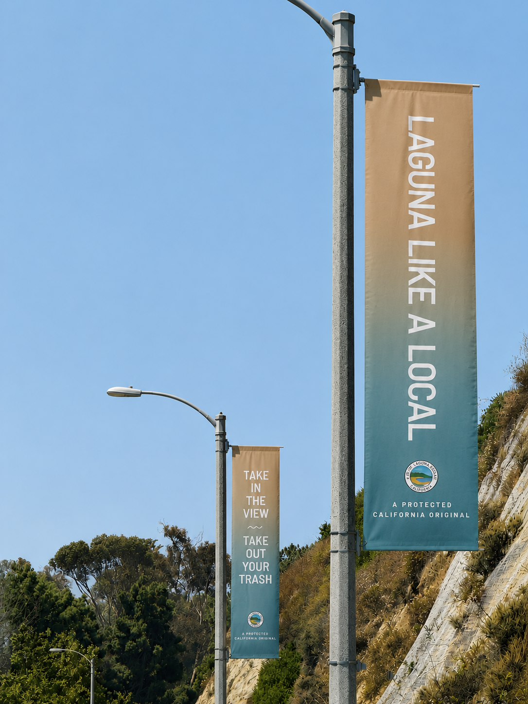 Clean Laguna pole banners