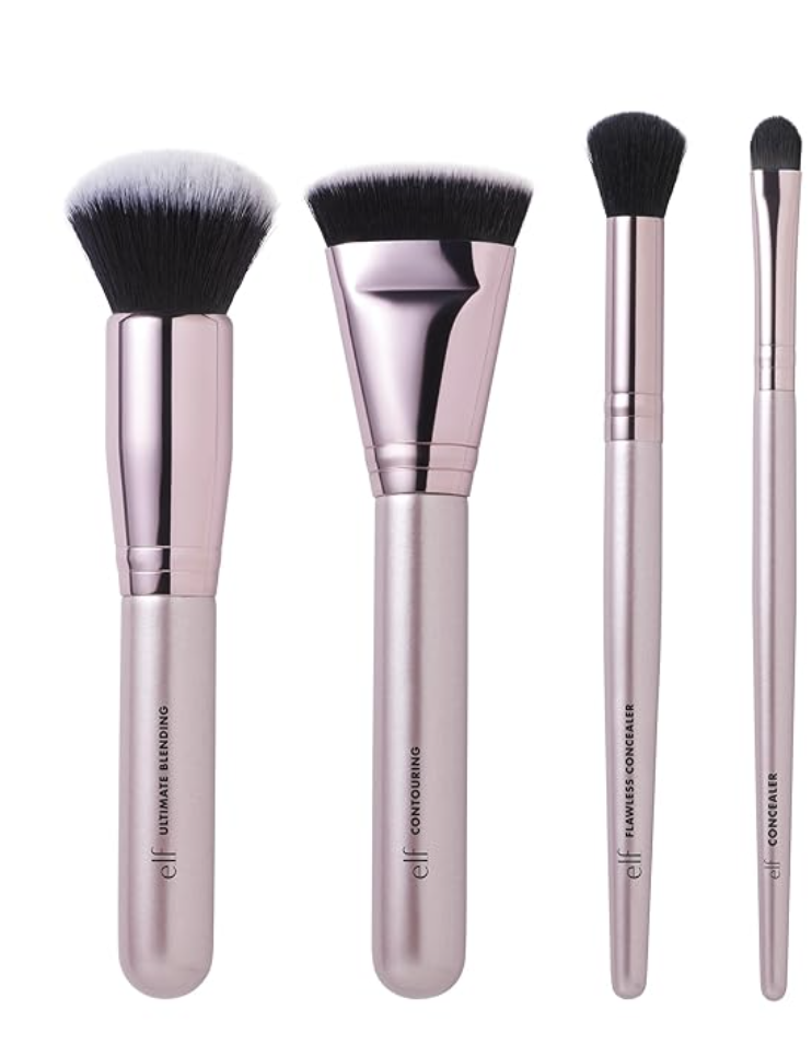 e.l.f. Complexion Perfection Brush Kit, 4-Piece Makeup Brush Set,