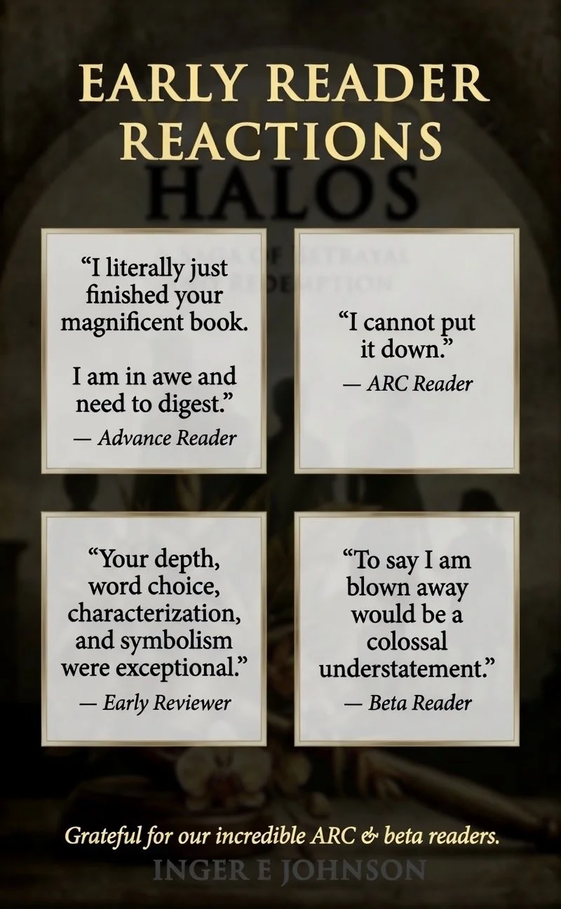 Early reviews from ARC  & Beta readers of Veiled Halos by Inger Johnson