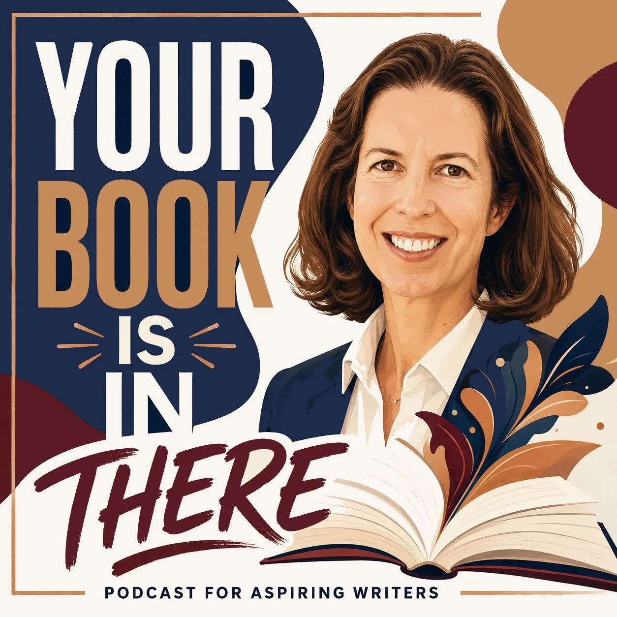 Your Book Is In There logo pictures. A podcast for firt-time authors.