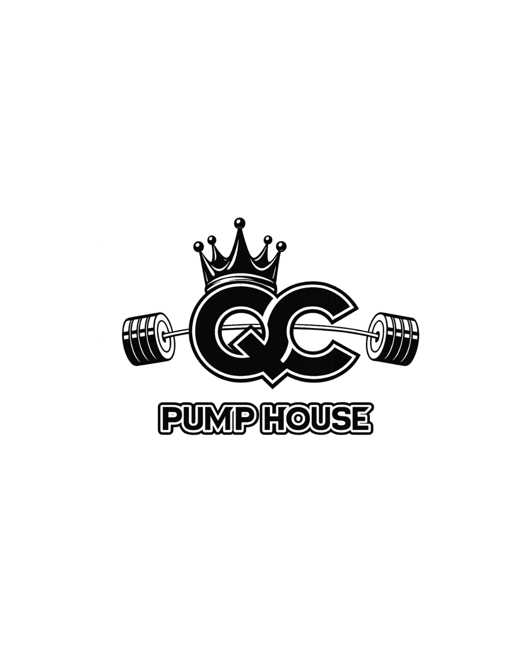 Logo for Pump House featuring a crown, a barbell, and bold text.