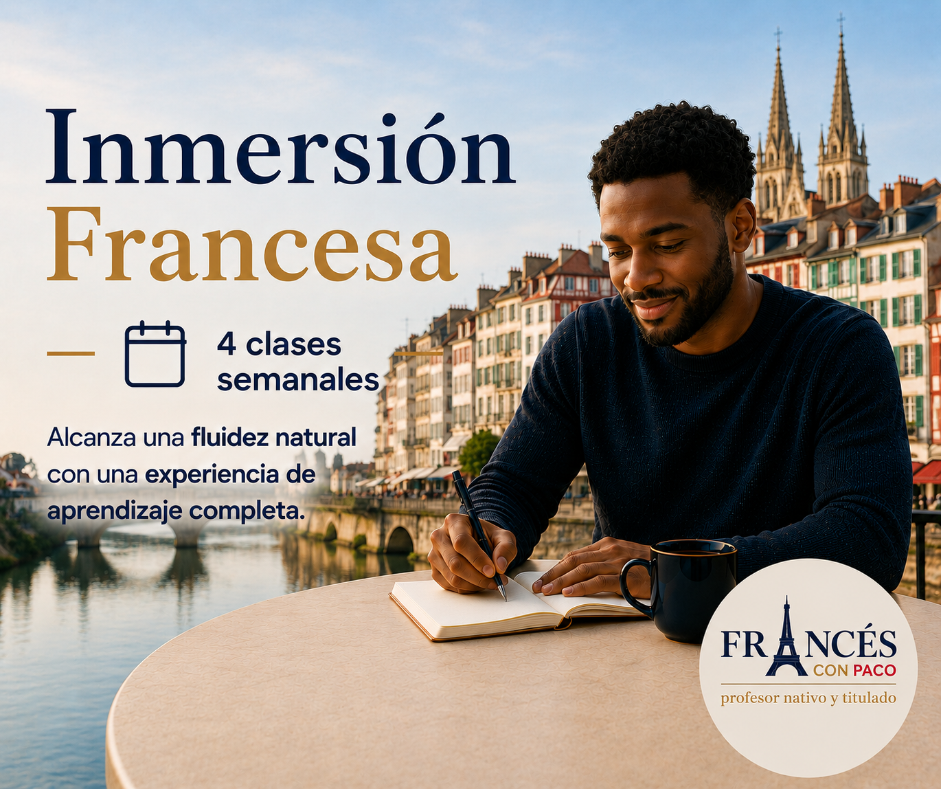 Clases de francés dinámicas y personalizadas para ganar fluidez, confianza y mejorar tu comunicación oral con un profesor nativo y titulado.