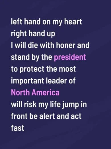 Poem with patriotic and political themes, mentioning a commitment to protect North America and support the president.
