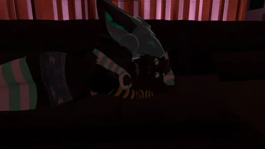 A digital illustration of a fantastical creature resembling a dragon with glowing elements, sitting in a dark environment.