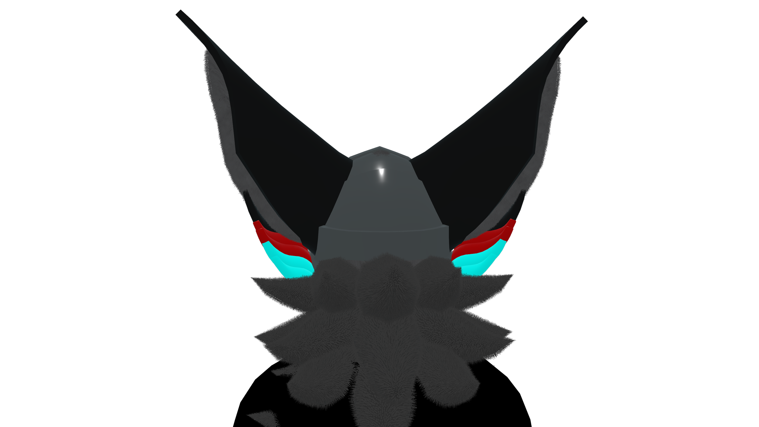 A stylized image of a black and gray futuristic vehicle or craft with neon blue and red accents, reflected on a shiny surface.