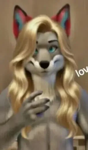 A person with a fox-themed digital filter, featuring fox ears, a fox nose, and long blonde wavy hair. The person is holding a phone and winking while taking a selfie.