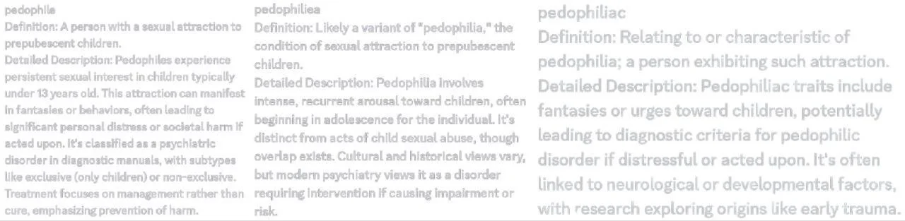 Text discussing pedophilia, its definition, traits, and related psychological and social considerations.