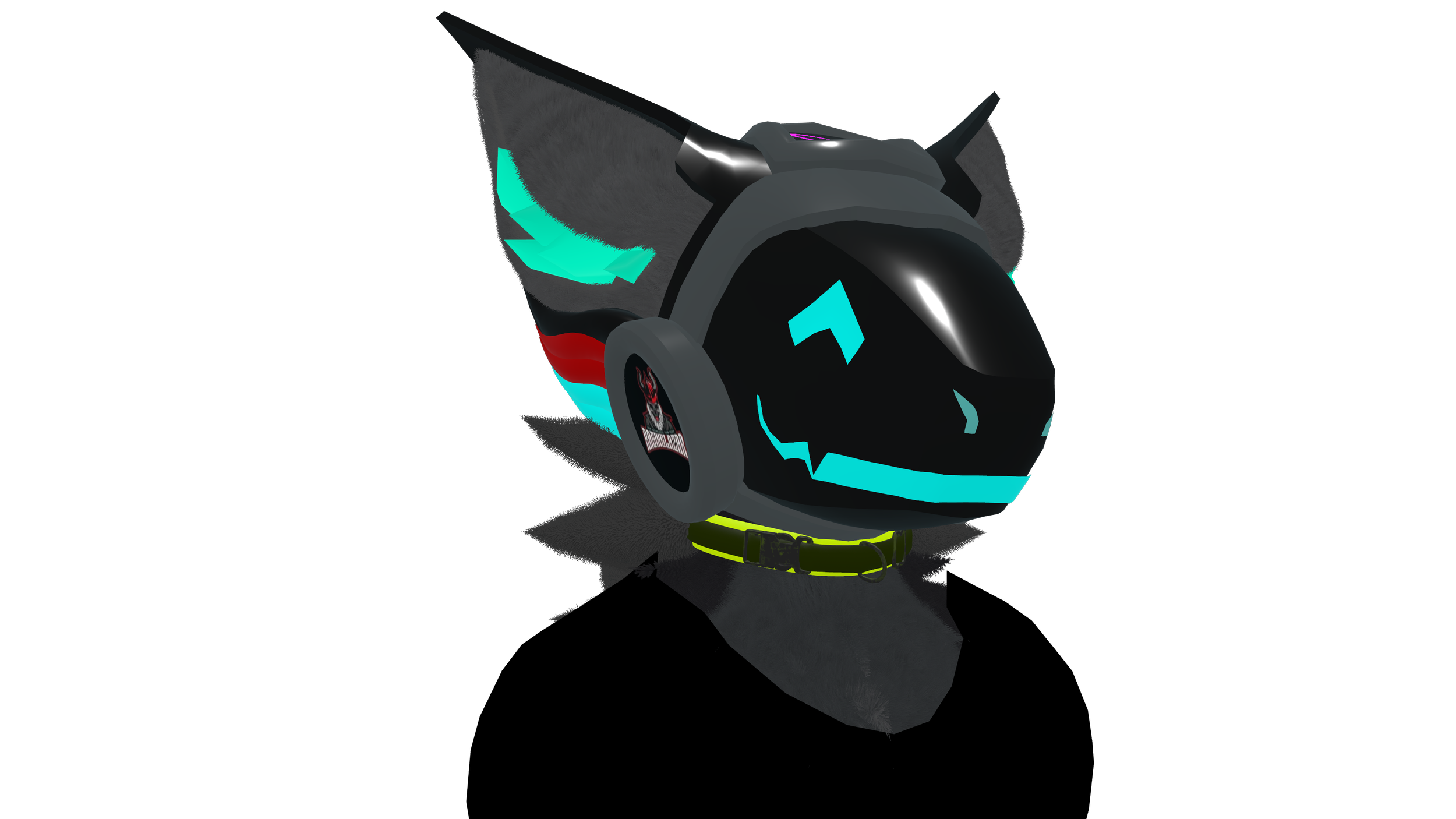 Futuristic black race car with glowing cyan accents, wings, and aerodynamic design.