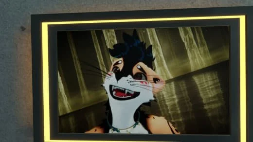 Animated tiger character smiling on a digital screen with a forest background.