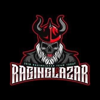 A graphic logo featuring a skull wearing a Viking helmet with horns, black and red color scheme, and text that says 'RAGING BEAR' with a tagline 'JOIN RAGING BEAR TEAM TODAY'.