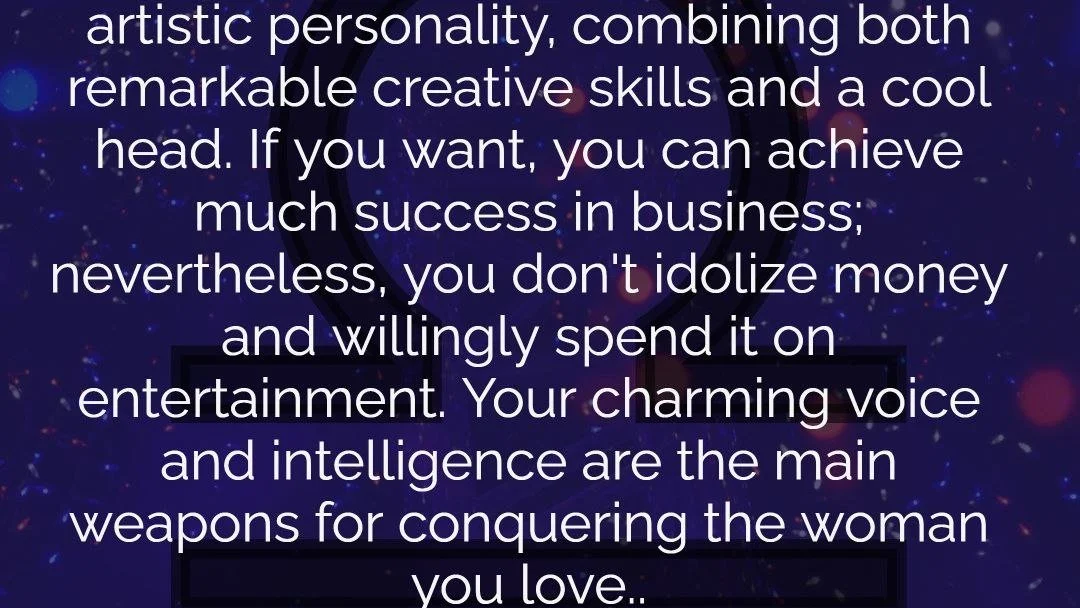Inspirational quote about personality, creativity, and success over a starry night sky background.