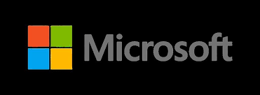 Microsoft logo with four colored squares and the word 'Microsoft'