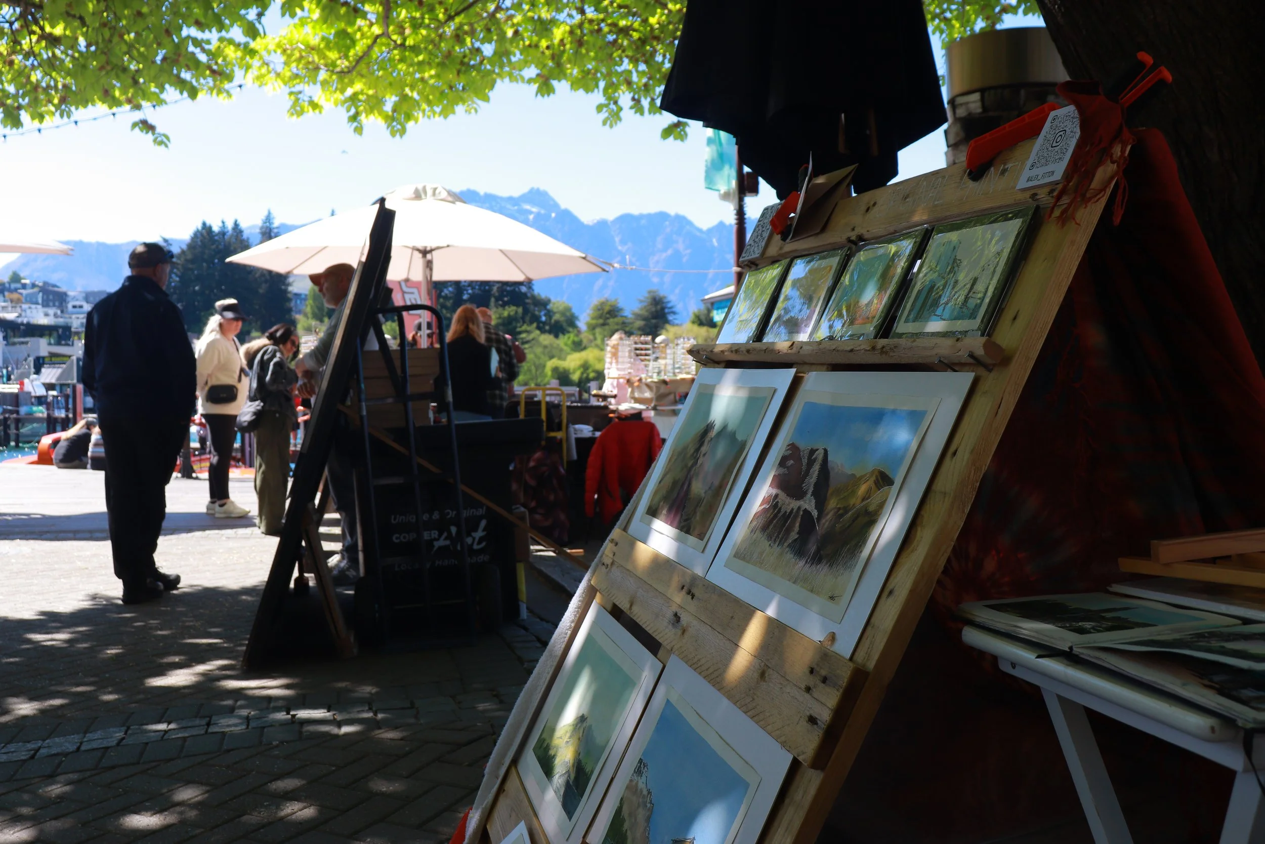A picture of Alex Fitton's stall at the queenstown art market