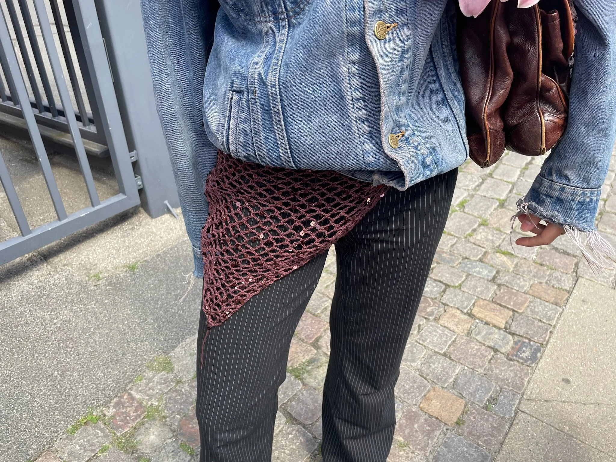 sequin hip scarf in chocolate brown
