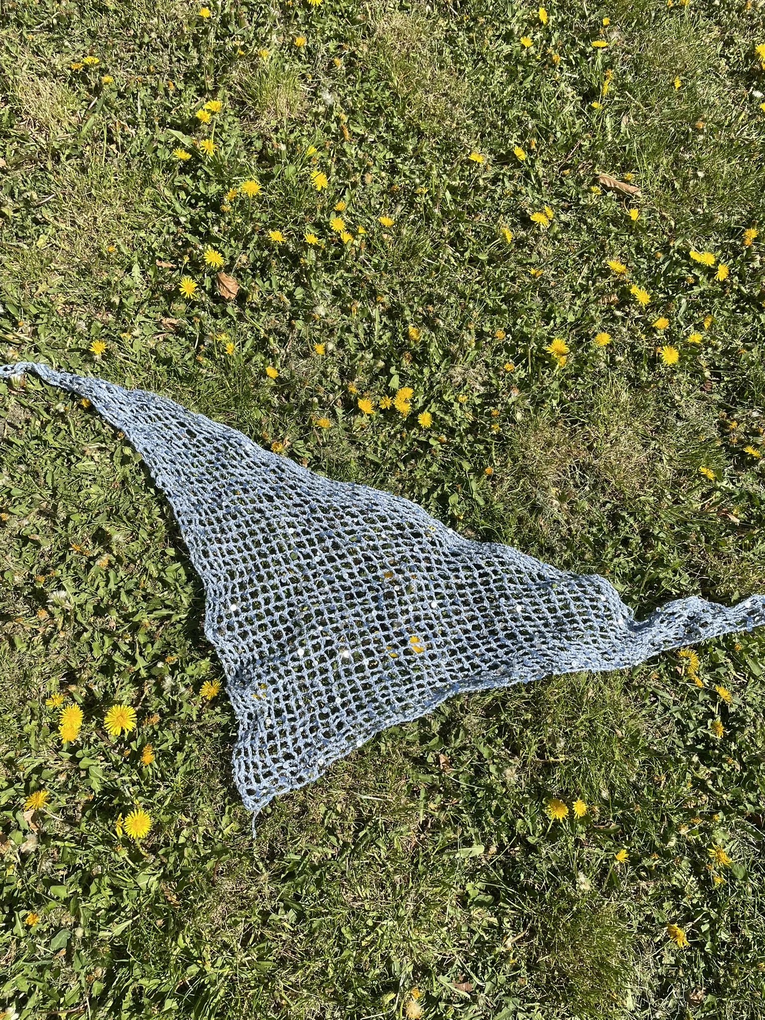 sequin hip scarf in sky blue