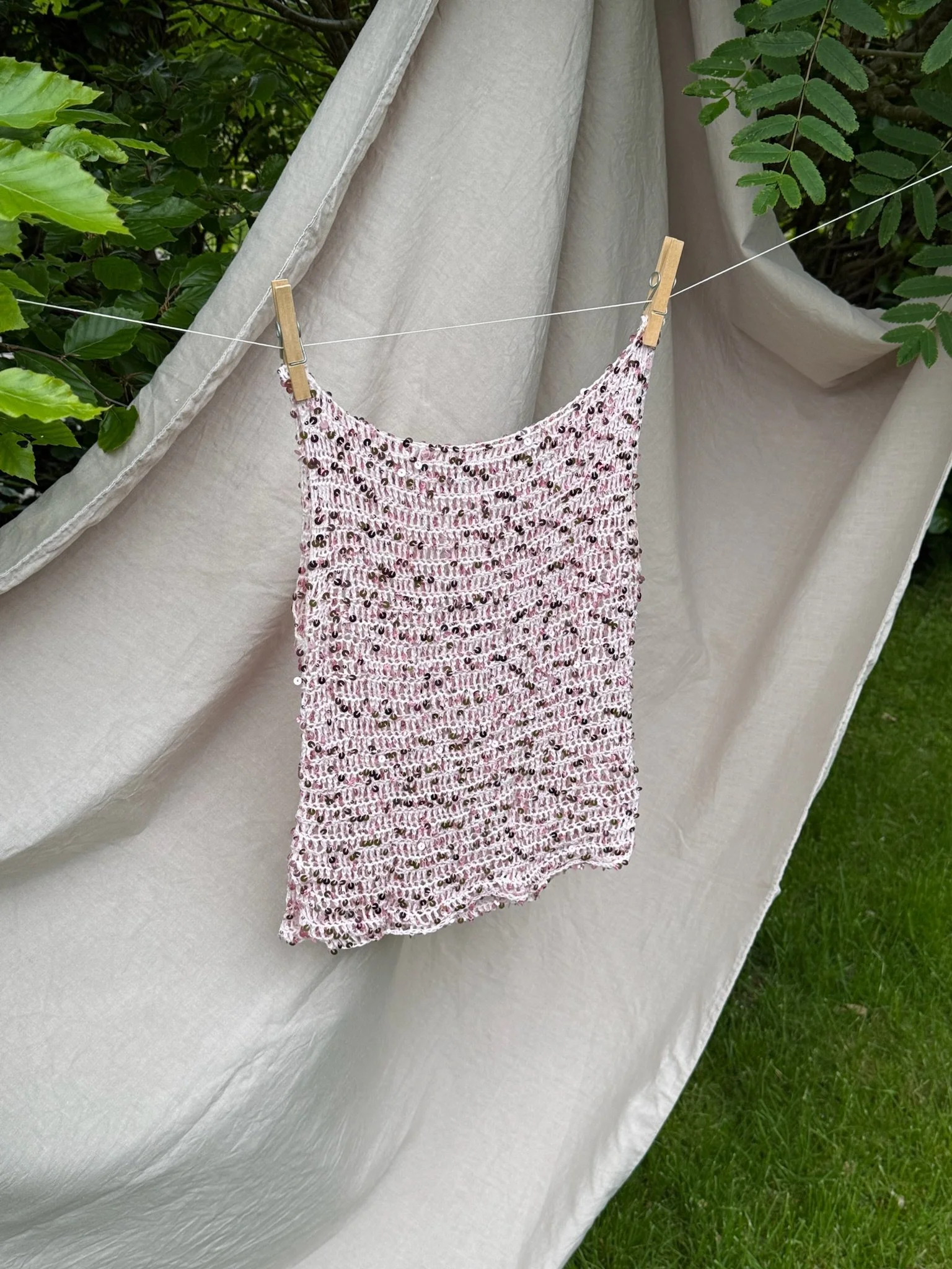 sequin top in pink