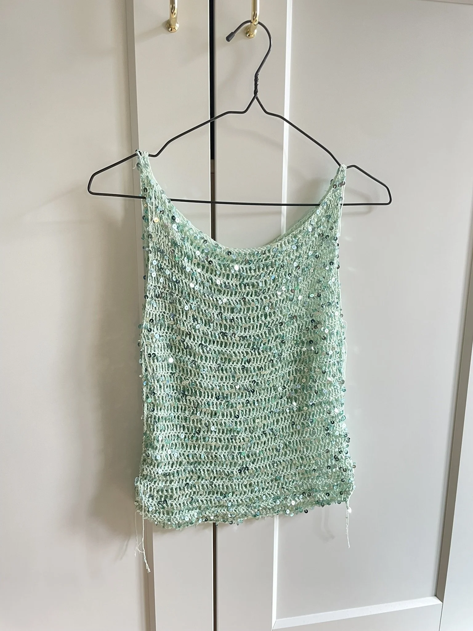 sequin top in blue mint