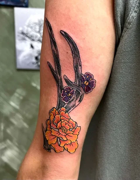 Antler Floral tattoo.webp
