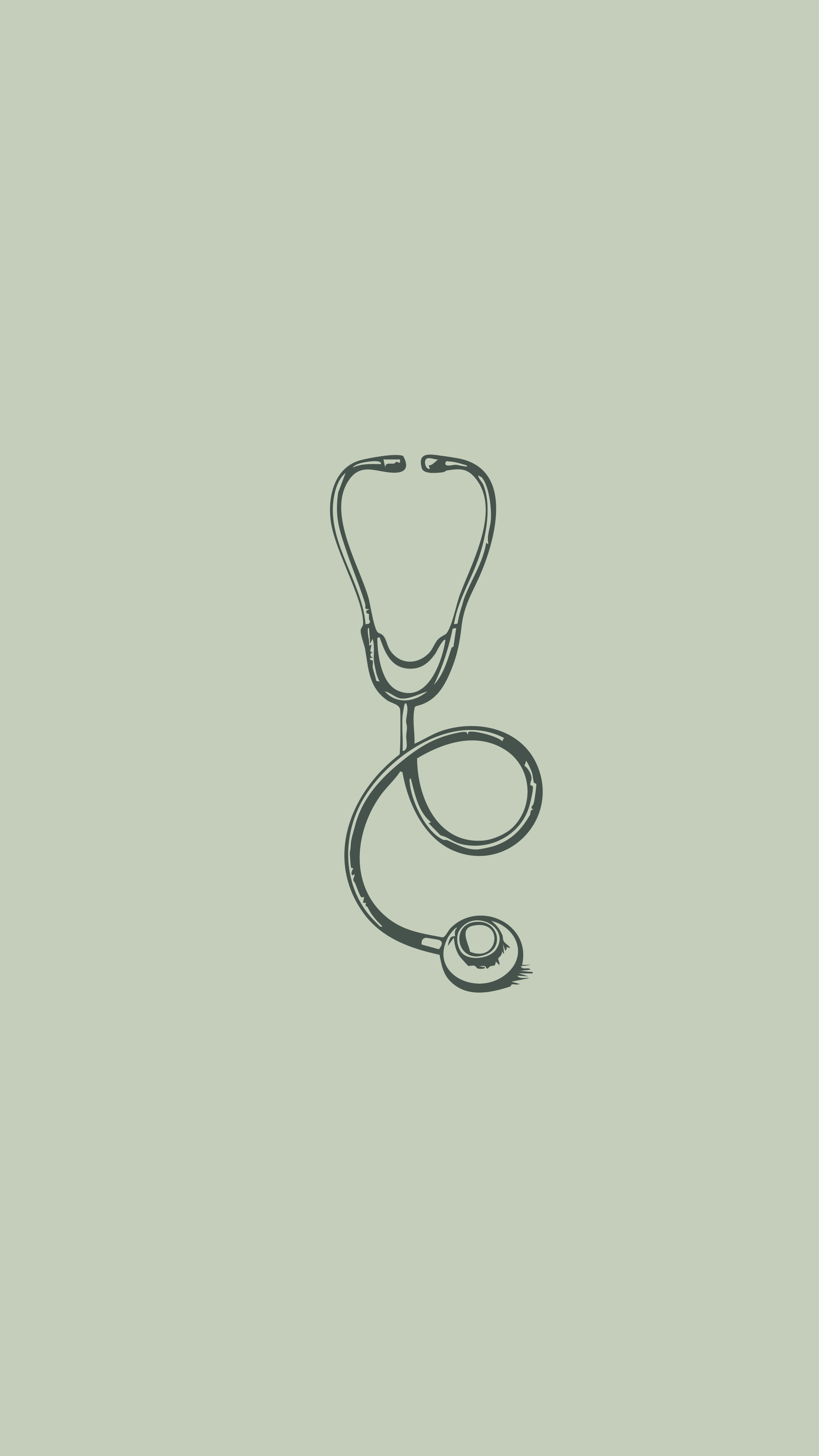 A simple, hand-drawn illustration of a stethoscope on a light green background.