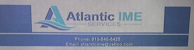 Business sign for Atlantic IME Services, including phone number and email address.