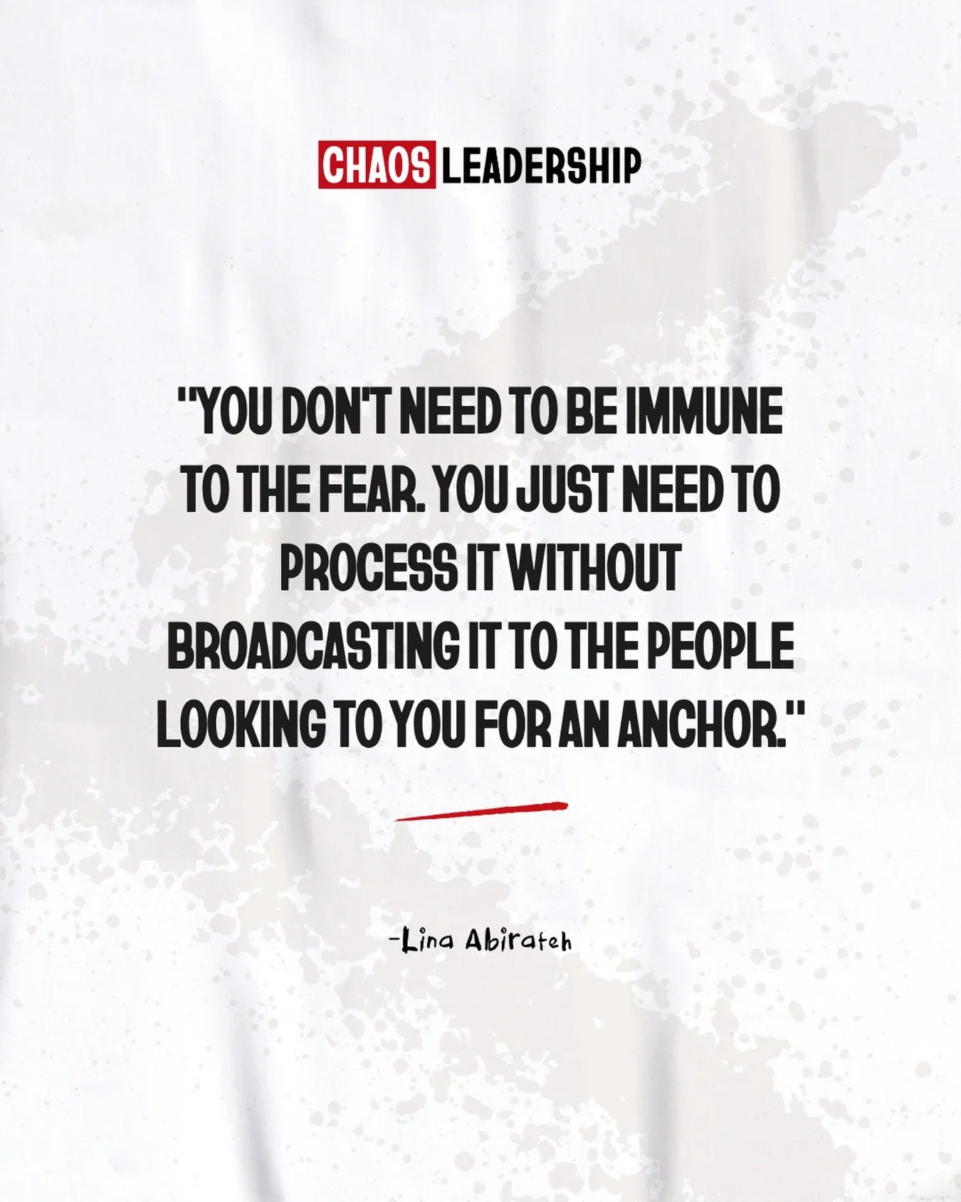 The biggest myth about leadership in a crisis is that you aren&rsquo;t allowed to be afraid.⁣
⁣
After three decades operating in the world&rsquo;s most fragile states, let me tell you a secret: 𝐞𝐯𝐞𝐫𝐲𝐨𝐧𝐞 𝐟𝐞𝐞𝐥𝐬 𝐭𝐡𝐞 𝐟𝐞𝐚𝐫. ⁣
⁣
Fear is