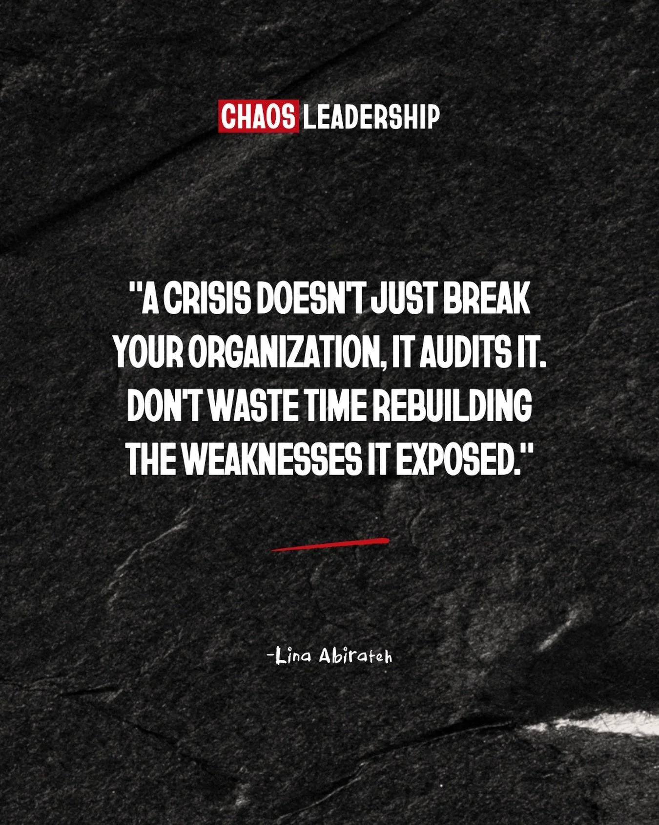 The most dangerous instinct a leader has after a disruption is the urge to &ldquo;get back to normal.&rdquo;⁣⁣
⁣⁣
𝐍𝐨𝐫𝐦𝐚𝐥 𝐢𝐬 𝐰𝐡𝐚𝐭 𝐣𝐮𝐬𝐭 𝐛𝐫𝐨𝐤𝐞.⁣⁣
⁣⁣
When the ground drops out from under you, every structural flaw, every silo, and ev