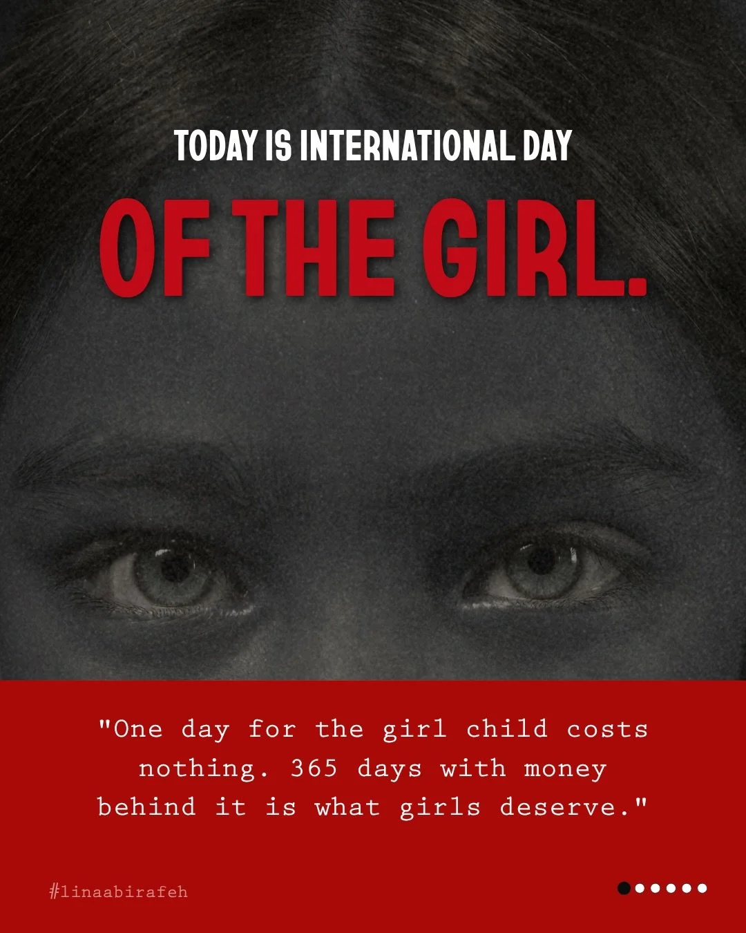 Today is 𝐈𝐧𝐭𝐞𝐫𝐧𝐚𝐭𝐢𝐨𝐧𝐚𝐥 𝐃𝐚𝐲 𝐨𝐟 𝐭𝐡𝐞 𝐆𝐢𝐫𝐥. This year&rsquo;s theme is a call to end child marriage and invest in girls&rsquo; rights. It also means keeping girls in school and amplifying their leadership - putting them at the ce