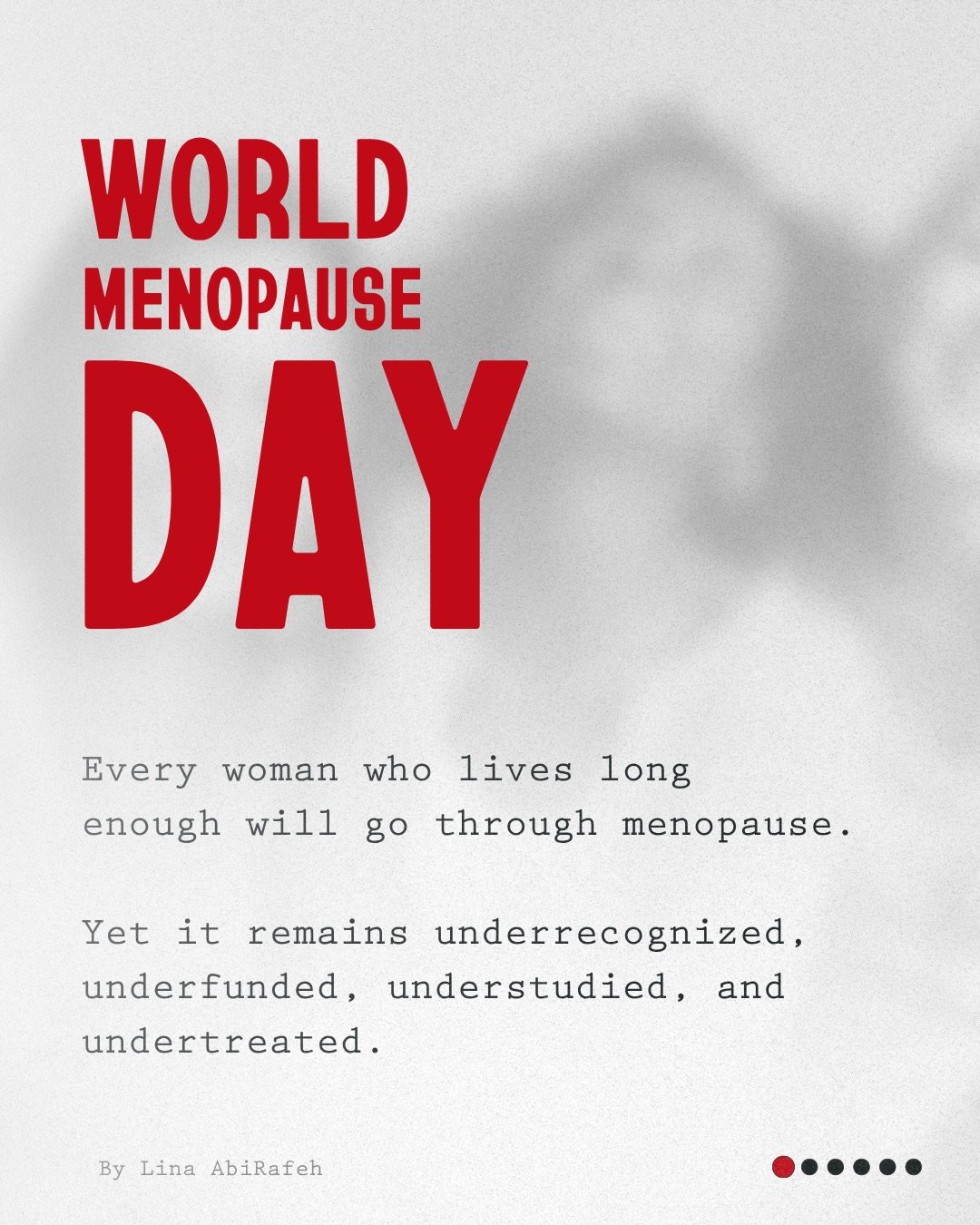 Today is World Menopause Day. As a woman in menopause, this day is both political AND personal.

Every woman who lives long enough will go through menopause. Yet it remains underrecognized, underfunded, understudied, and undertreated.

In 30 years of