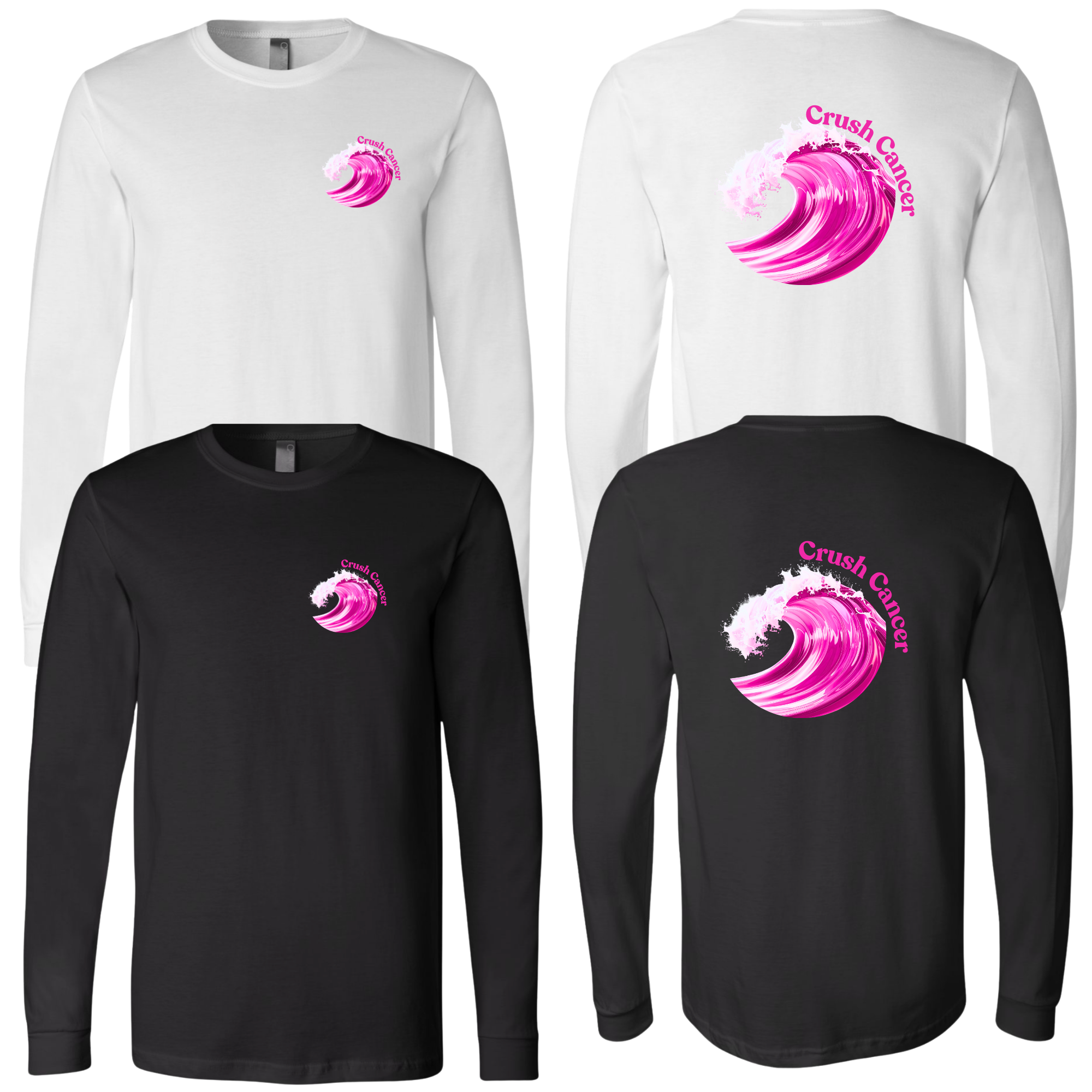 Men's Long Sleeve Crush Cancer Logo T Shirt