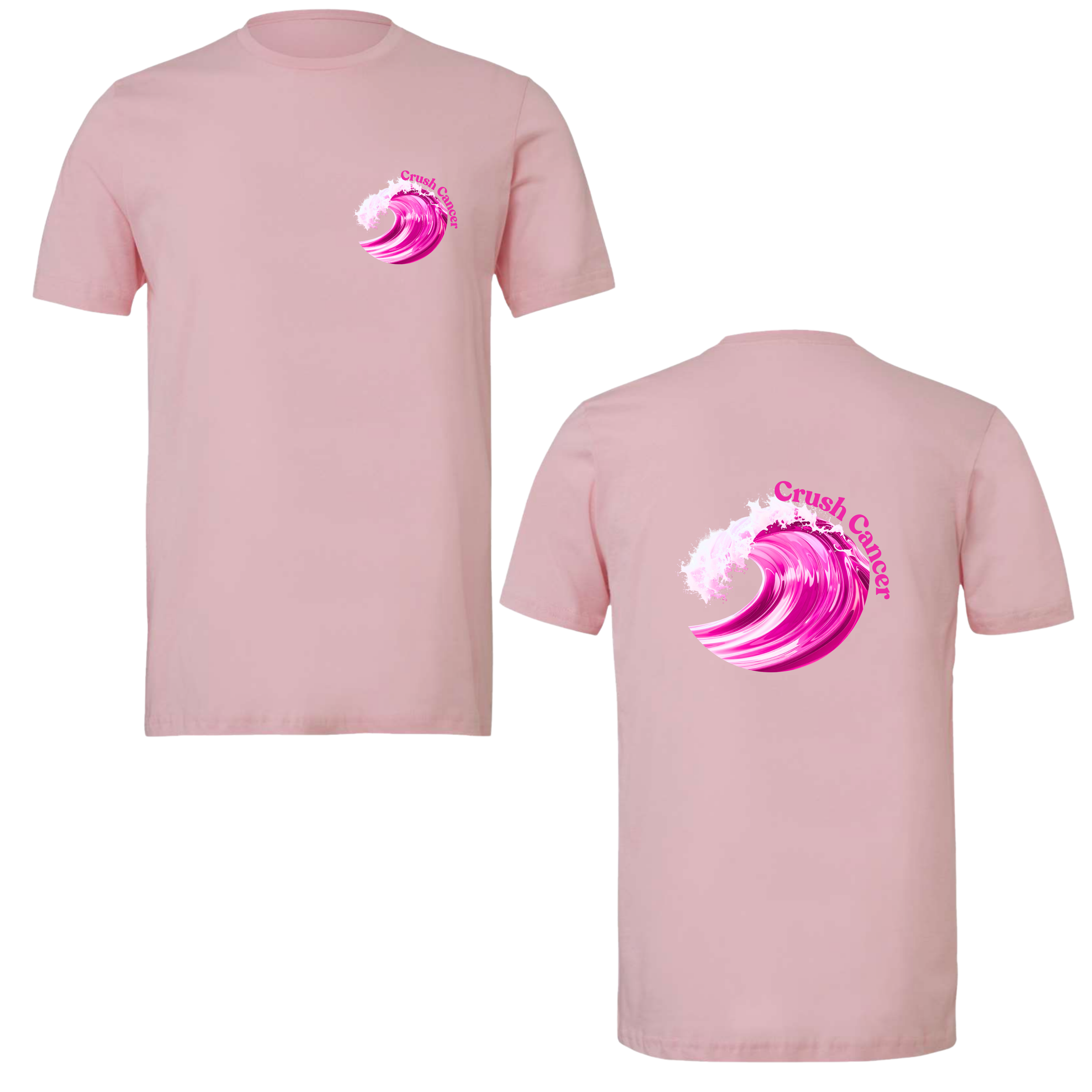 Women’s Pink Short Sleeve Crush Cancer Logo T-Shirt Unisex