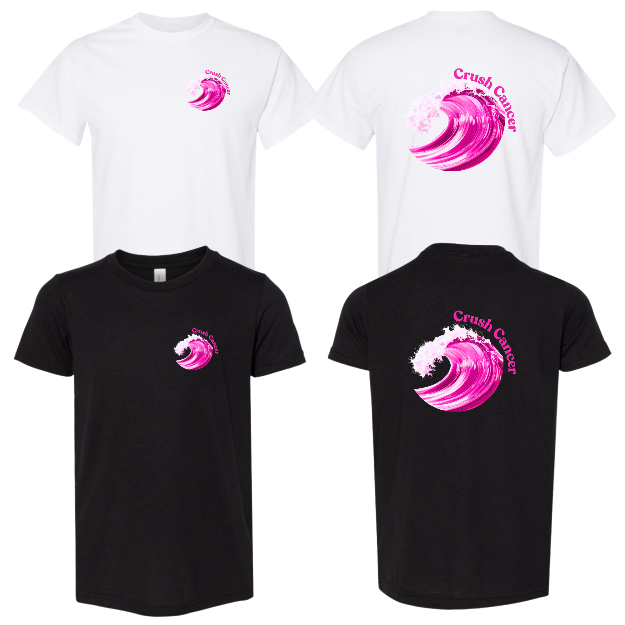 Men's Cotton Short Sleeve Crush Cancer Logo T-Shirt in Black or White
