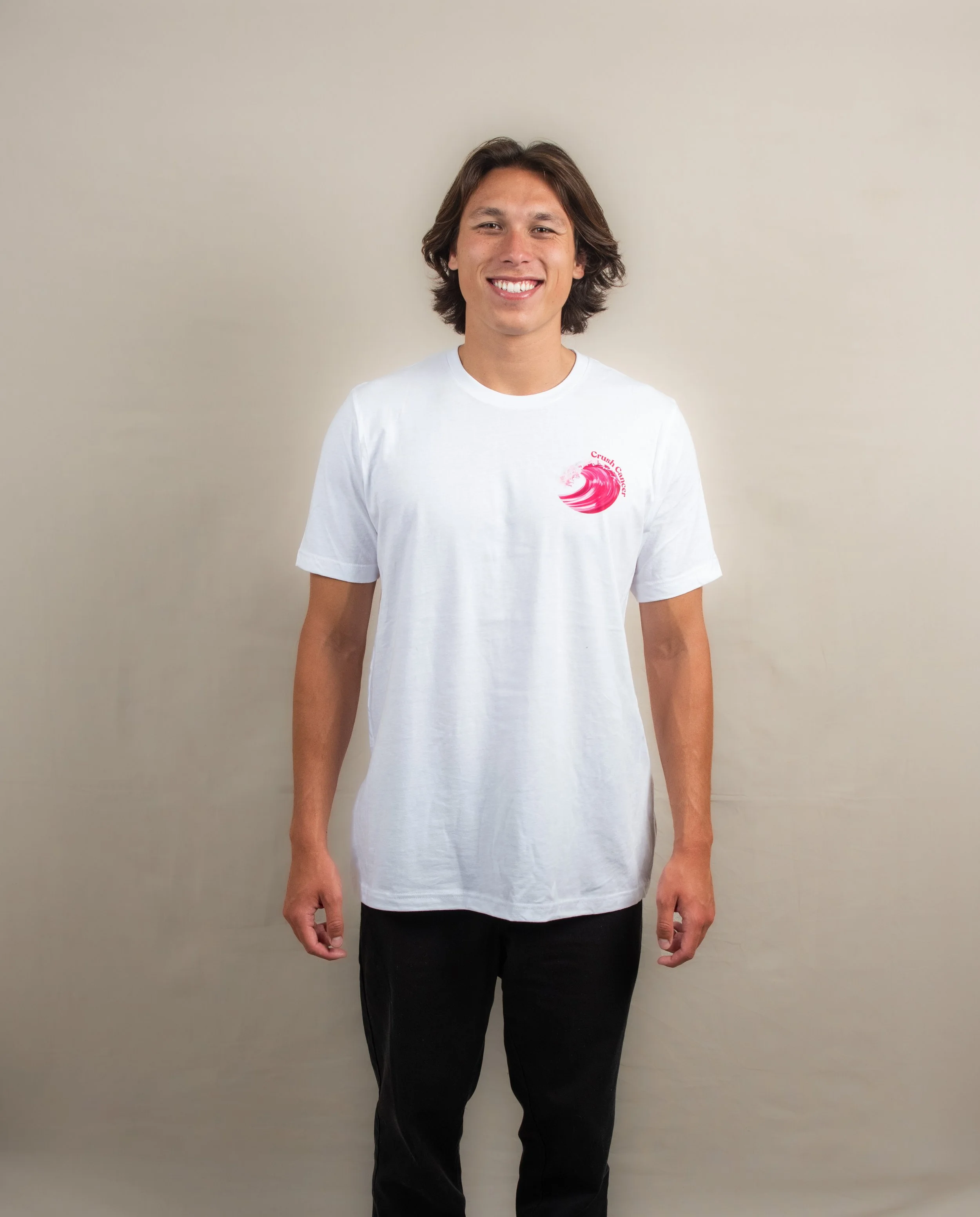 Men's Cotton Short Sleeve Crush Cancer Logo T-Shirt in Black or White