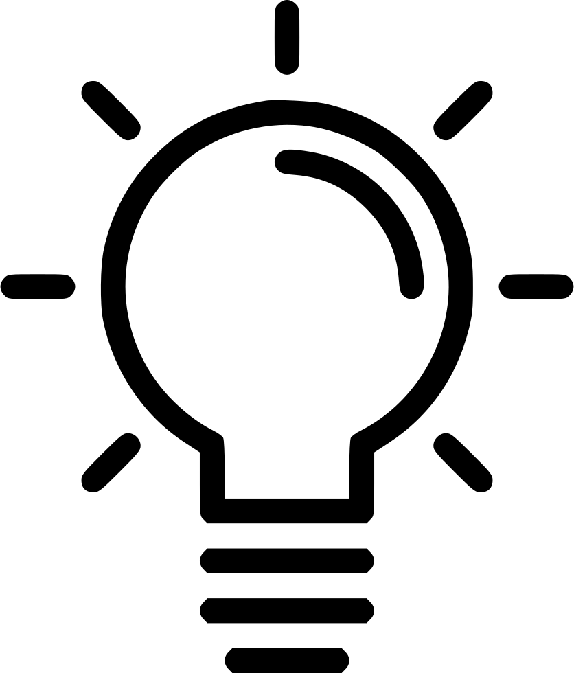Outline of a light bulb with lines radiating outward, symbolizing brightness or ideas.
