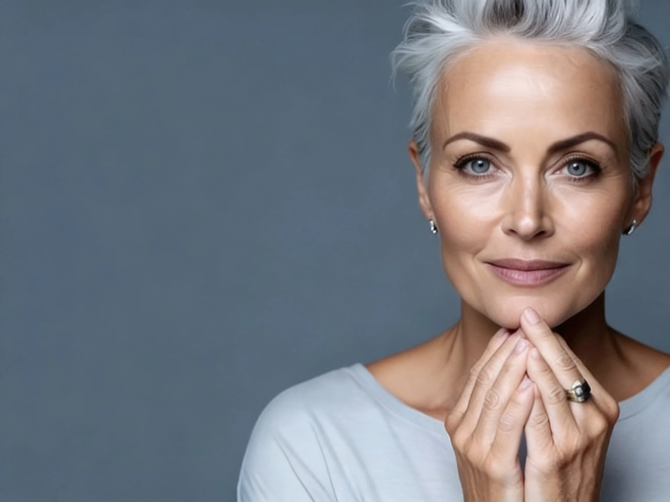 Confident woman over 50 smiling while reviewing retirement planning documents at home
