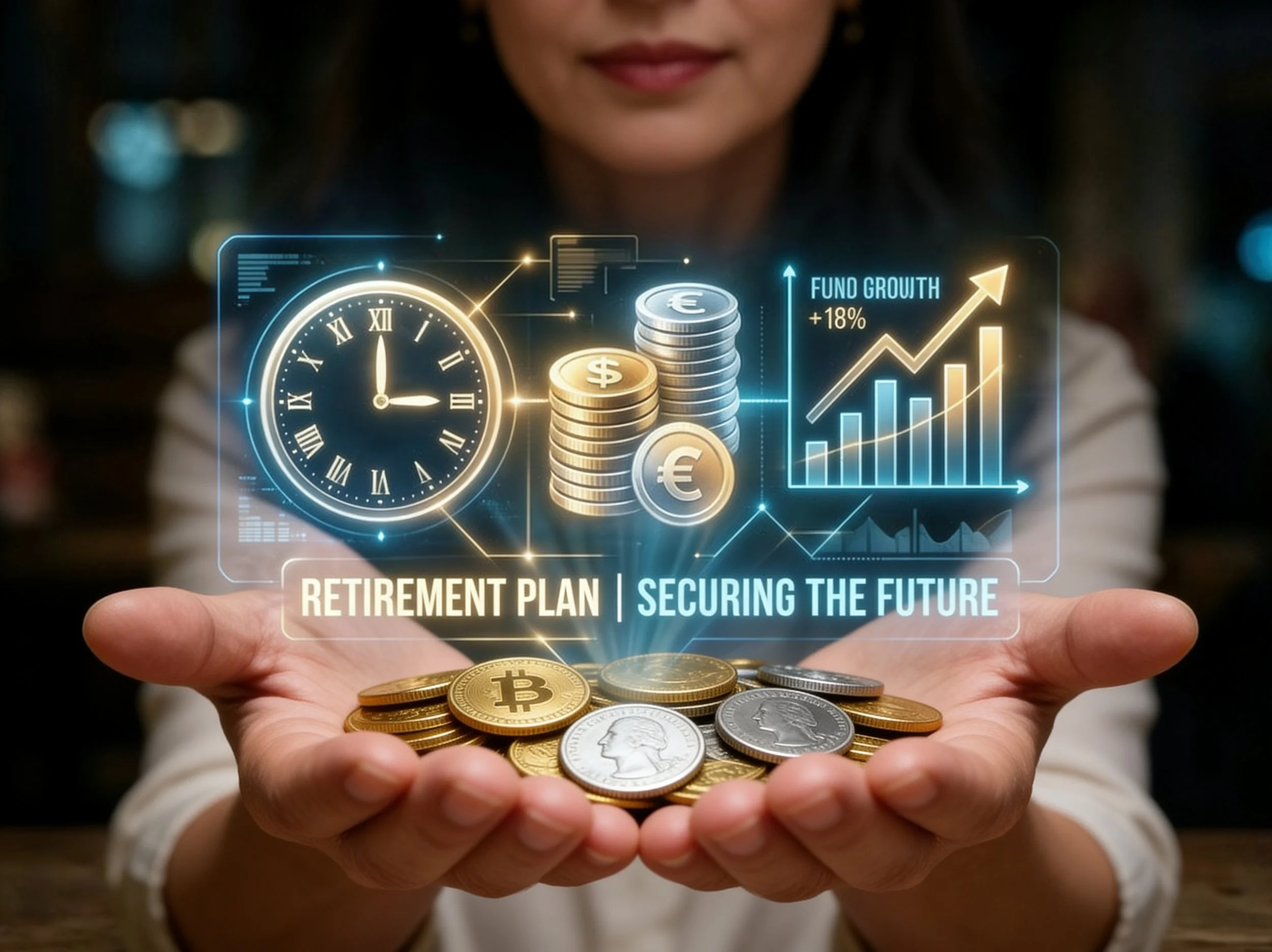 Woman using online retirement savings calculator to plan her financial future