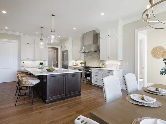Modern kitchen professionally staged by VIBE Designs in Greenville, SC.