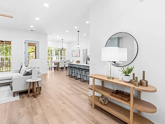 Bright open living area professionally staged by VIBE Designs in Greenville, SC.