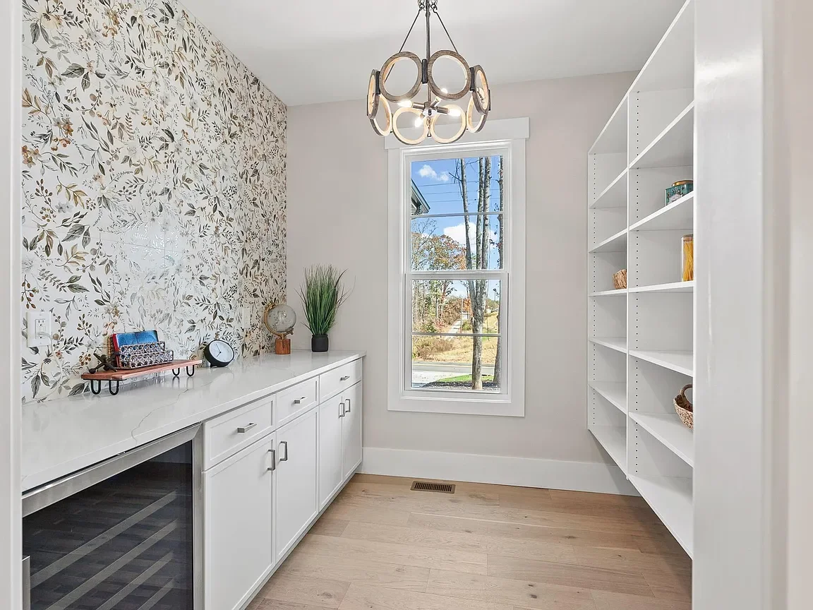 Modern pantry professionally staged by VIBE Designs in Greenville, SC.