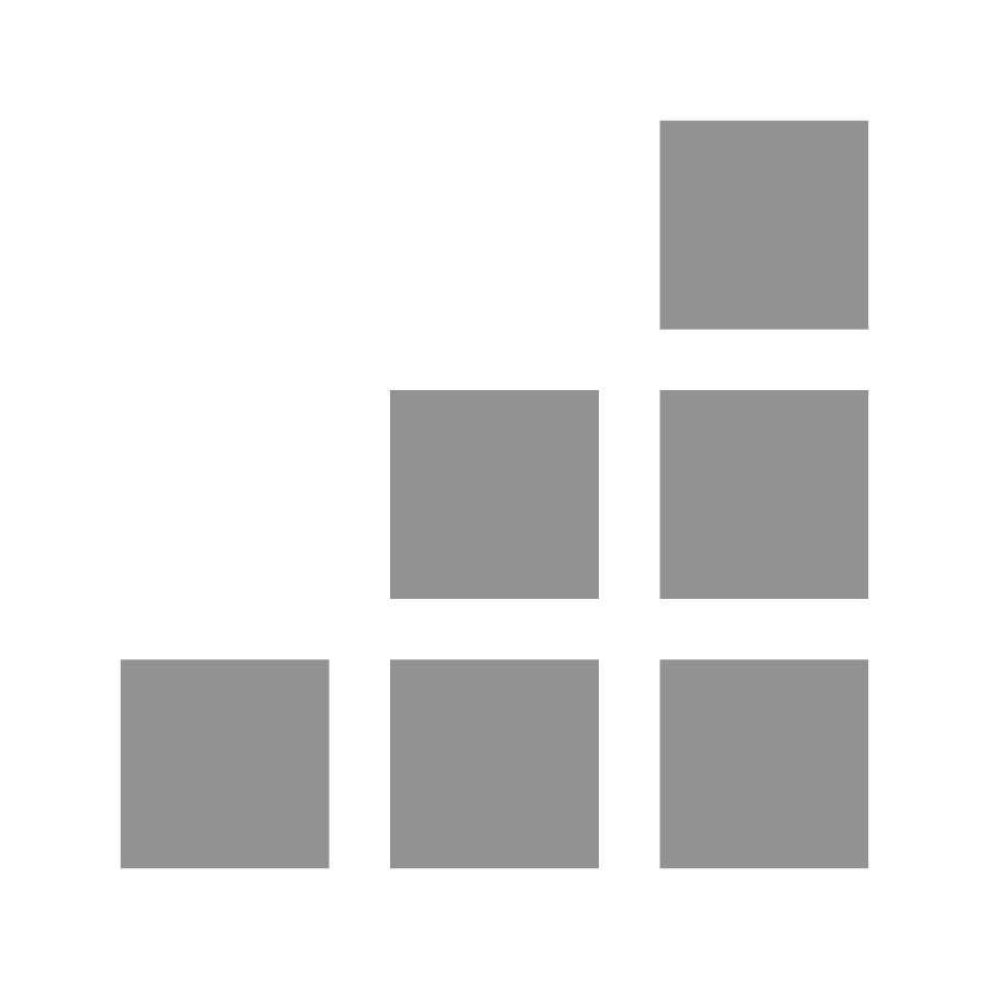 Simple grey Wyoming ICF icon of stylized stacked concrete forms.