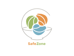 Logo featuring a bowl with three vegetables: green, orange, and blue, with the text 'Safe Zone' below.