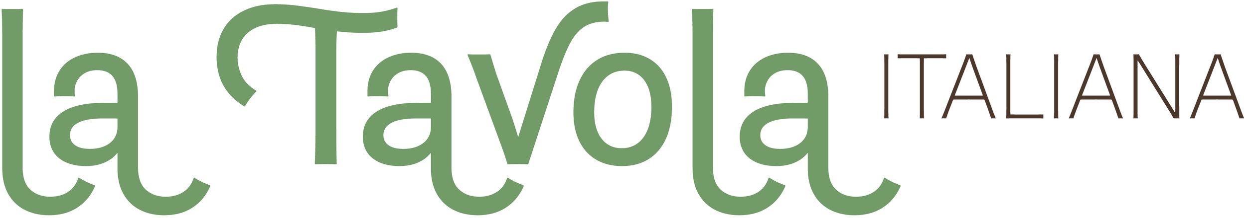 Text reading 'la Tavola ITALLANA' with 'la Tavola' in large green letters and 'ITALLANA' in smaller brown letters.