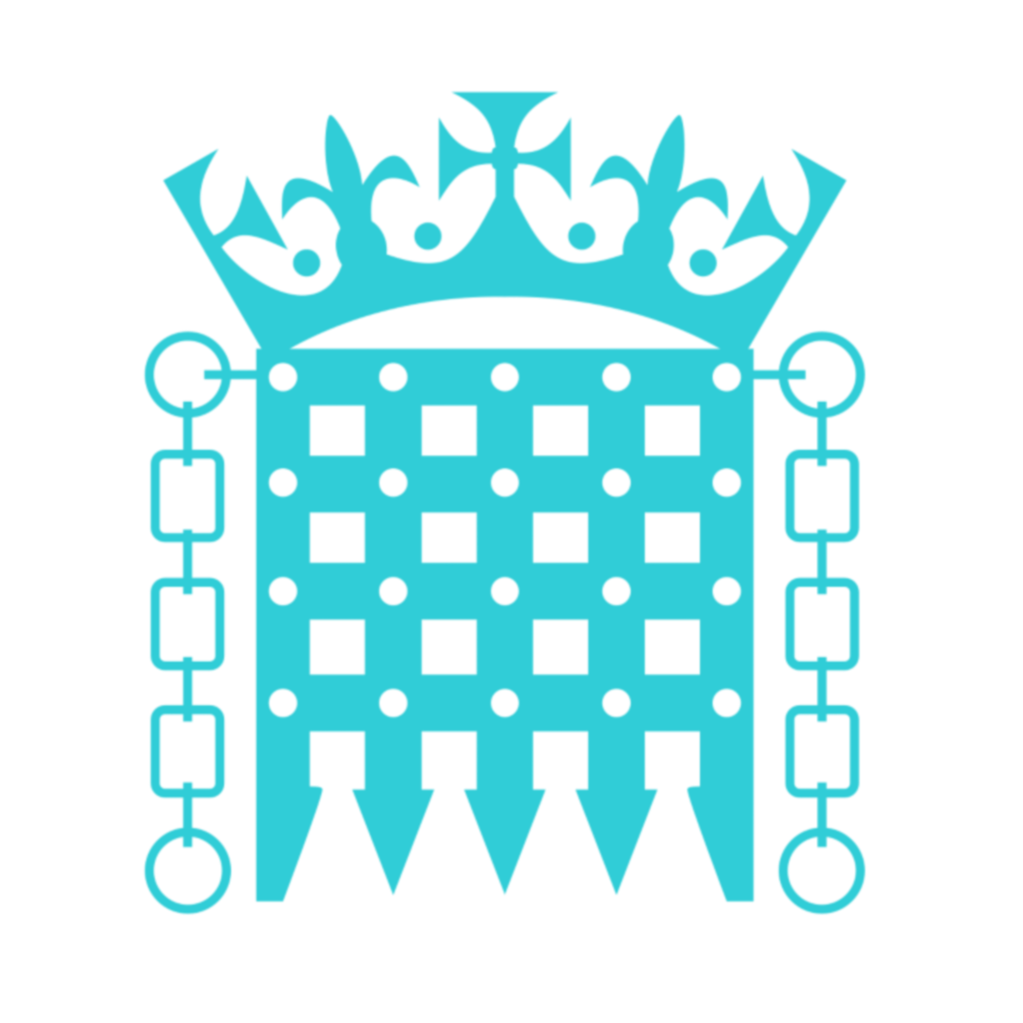 Light blue crown with connected geometric shapes and circles, stylized in a modern design.