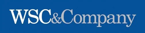 WSC & Company logo with white text on a blue background.