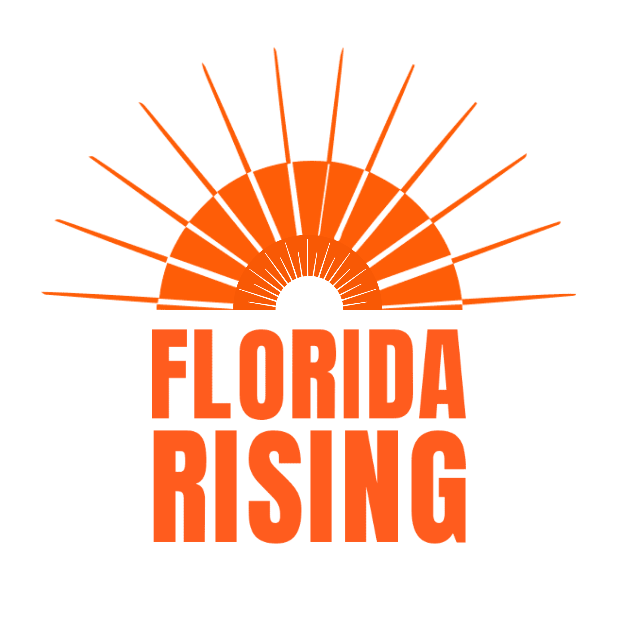An orange sunburst logo with the text 'Florida Fish & Biking' in orange capital letters underneath.