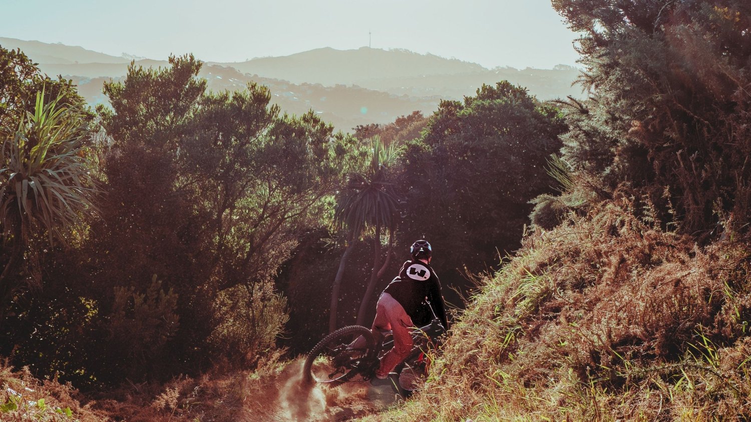 A young rider on a New Zealand mountain bike trail